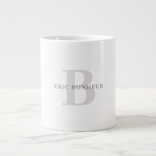 Taza De Café Gigante Nombre y Monograma Moderno Elegante