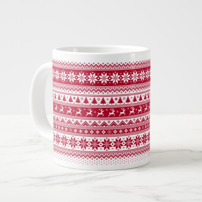 Taza De Café Gigante Nórdico - Navidades escandinavos Jumbo MugV2 (Izquierda)