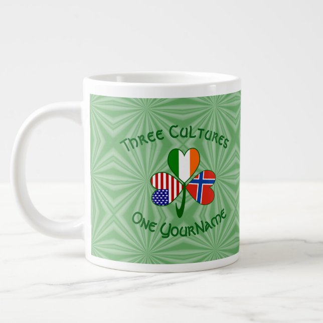 Taza De Café Gigante Noruega Irlanda Estados Unidos Bandera Shamrock pe (Izquierda)