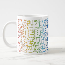Taza De Café Gigante Notas musicales coloridas bailando Músico Amantes 