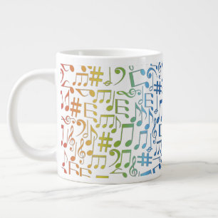 Taza De Café Gigante Notas musicales coloridas bailando Músico Amantes