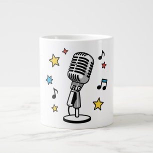 Taza De Café Gigante Notas musicales de micrófono vintage diseño de can
