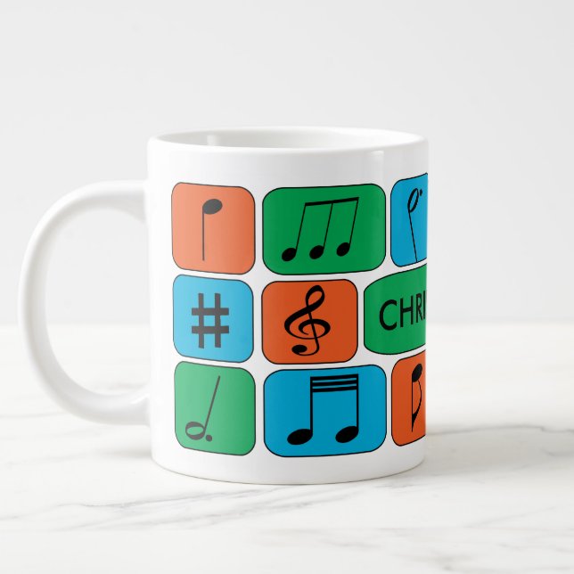 Taza De Café Gigante Notas musicales personalizadas (Izquierda)