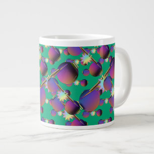 Taza De Café Gigante Novedad verde de lentes moradas