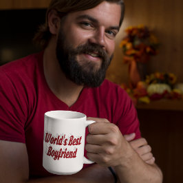 Taza De Café Gigante Novio con escritura media en burgundy