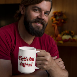 Taza De Café Gigante Novio con escritura media en burgundy