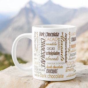 Taza De Café Gigante Nube de palabras de tipografía multilingüe de choc