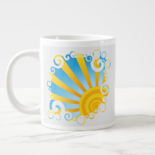 Taza De Café Gigante Nubes Giratorias Sobre Estallido de Sol