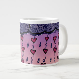 Taza De Café Gigante Nubes y corazones de arte
