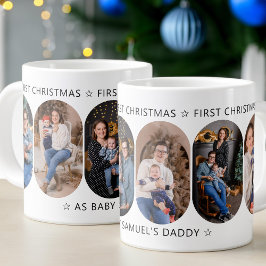 Taza De Café Gigante Nuevo Papá Primera Navidad 6 Foto Redondeada Lozen