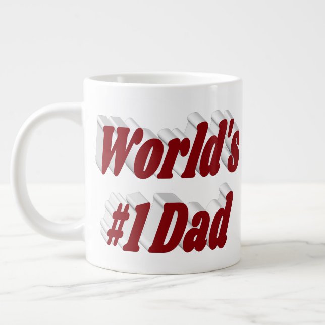 Taza De Café Gigante Número 1 Papá Padres Día Borgoña mitad texto (Izquierda)