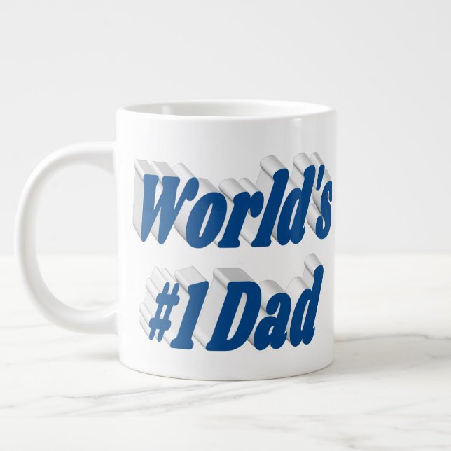 Taza De Café Gigante Número 1 Papá Padres Día del Mar medio texto azul (Izquierda)