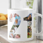Taza De Café Gigante Número de collage de fotos 21 - 21º cumpleaños<br><div class="desc">Mug Gigante Personalizada para el cumpleaños 21. Crea tu propio collage de fotos usando tus fotos favoritas. Tus fotografías se mostrarán automáticamente en la forma del número 21 a ambos lados de la taza. El collage de fotos contiene una mezcla de imágenes cuadradas, retratos y paisajistas para que tengas la...</div>