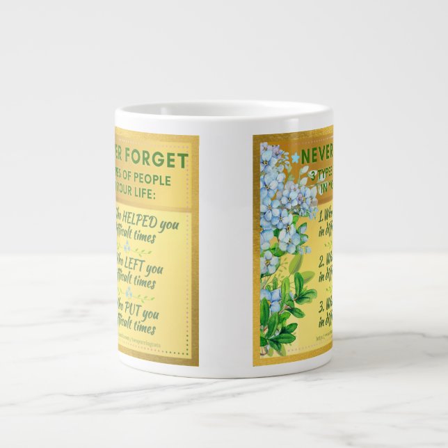 Taza De Café Gigante Nunca olvidar Inspirador (Frente)
