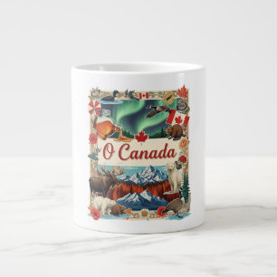 Taza De Café Gigante O Canada Collage – Patriótico Vintage