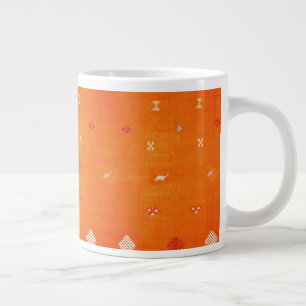 Taza De Café Gigante Oasis del atardecer: Naranja Heredado Boho Marroqu