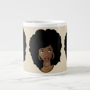 Taza De Café Gigante Objetivos de Escuadrón  Afro negro  Beige