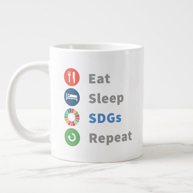 Taza De Café Gigante Objetivos de sostenibilidad divertidos modernos y  (Izquierda)