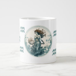 Taza De Café Gigante Obra de arte del símbolo acuario llamativo