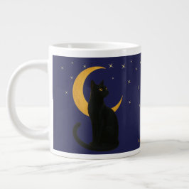 Taza De Café Gigante Observador de la noche - Gato negro de Halloween
