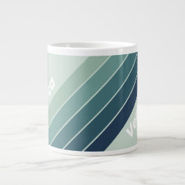 Taza De Café Gigante Ocean Green Nostalgic Striped with Name