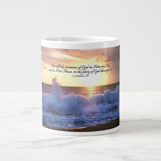 Taza De Café Gigante Océano "Todas las promesas de Dios" (Frente)
