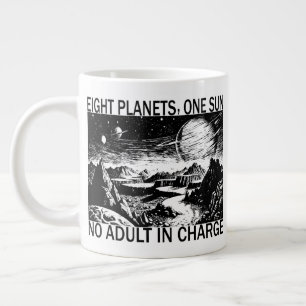 Taza De Café Gigante Ocho Planetas Un Sol Sin Adulto a Cargo Humor