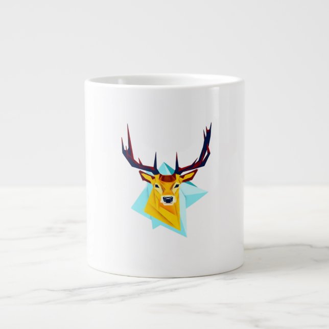 Taza De Café Gigante Oh Ciervo Estilo Rústico Mínimo  (Frente)