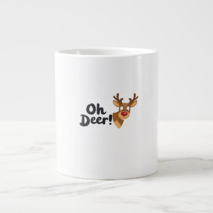 Taza De Café Gigante Oh Ciervo Limpio Mínimo Viendo