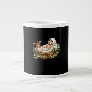 Taza De Café Gigante Oh Ciervo María Escena de la Natividad Navidad Jes