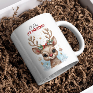 Taza De Café Gigante ¡Oh ciervo, son Navidades! Mug de reno mate