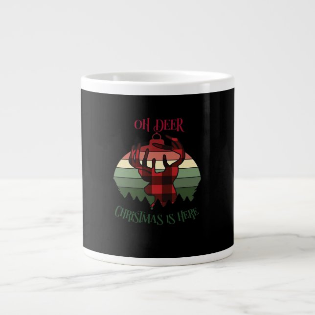 Taza De Café Gigante Oh Deer Christmas Is Here Joyful Aesthetic  (Frente)