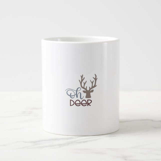 Taza De Café Gigante Oh Deer Diseño Clásico Retro  (Frente)