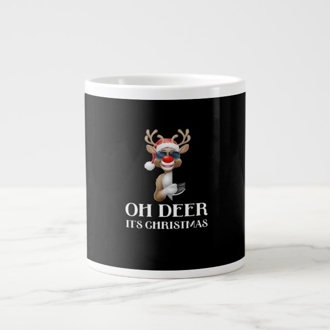 Taza De Café Gigante Oh Deer Its Christmas Reindeer Style  (Frente)