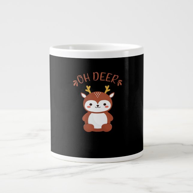Taza De Café Gigante Oh Deer Kawaii Deer Playful Art Style  (Frente)