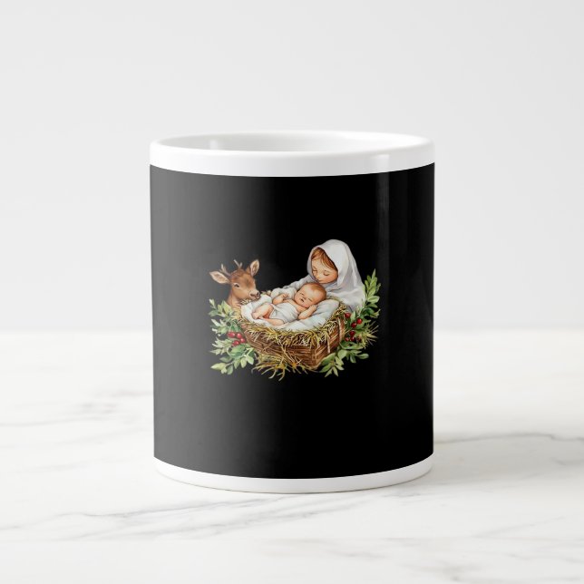Taza De Café Gigante Oh Deer Mary Nativity Scene Christmas Jesus   (Frente)