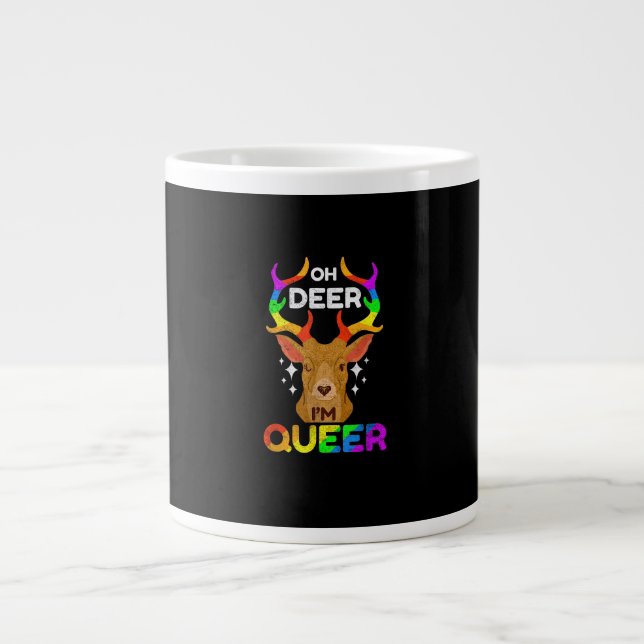 Taza De Café Gigante Oh Deer Queer Funny LGBTQ Pride Awareness  (Frente)