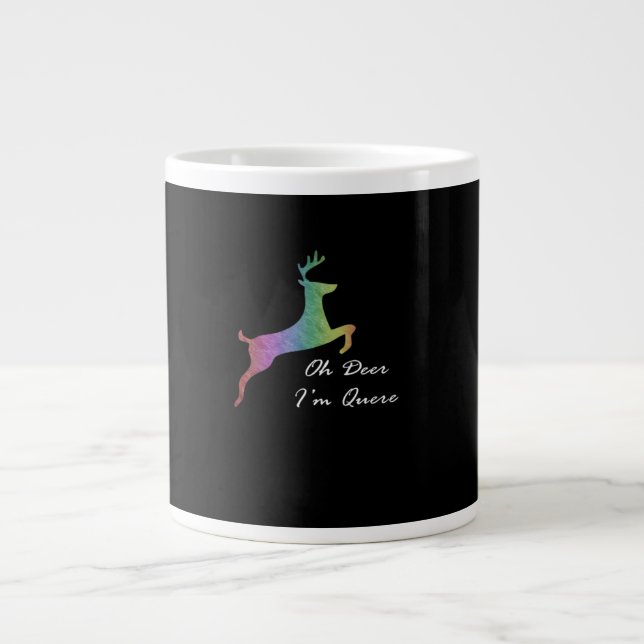 Taza De Café Gigante Oh Deer Queer Funny Pun LGBT Pride Celebration  (Frente)