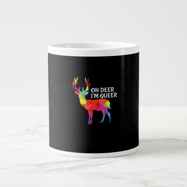 Taza De Café Gigante Oh Deer Queer Funny Pun LGBT Pride Design (Frente)
