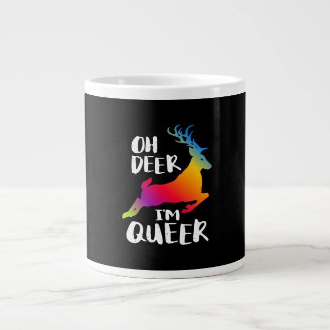Taza De Café Gigante Oh Deer Queer Pride Minimal Artistic Style  (Frente)