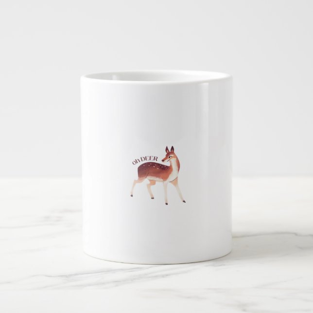Taza De Café Gigante Oh Deer Whimsical Creative Design  (Frente)