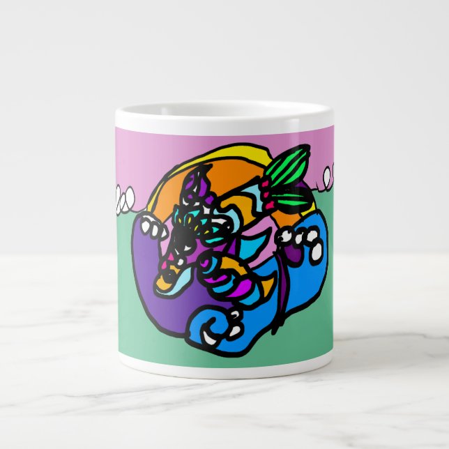 Taza De Café Gigante Ola de delfines  (Frente)