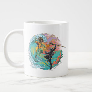 Taza De Café Gigante Ola de marea de marea de manta negra