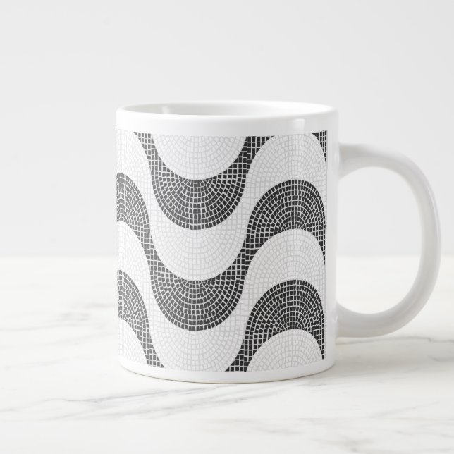 Taza De Café Gigante Olas blancas y negras de adoquín de Portugal (Derecha)