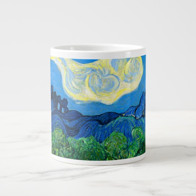 Taza De Café Gigante Olivos Van Gogh en un paisaje montañoso (Frente)