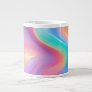 Taza De Café Gigante Ondas abstractas de neón rosa azul