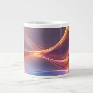 Taza De Café Gigante Ondas Líquidas Abstractas Multicolor Neon Brillant