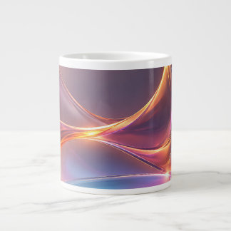 Taza De Café Gigante Ondas Líquidas Abstractas Multicolor Neon Brillant