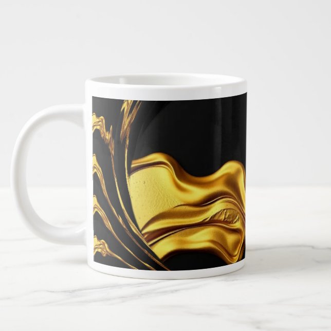 Taza De Café Gigante Opulent Swirl Liquid Gold Black Monochrom Designer (Izquierda)