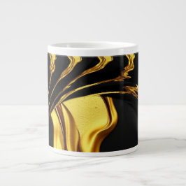 Taza De Café Gigante Opulent Swirl Liquid Gold Black Monochrome Design